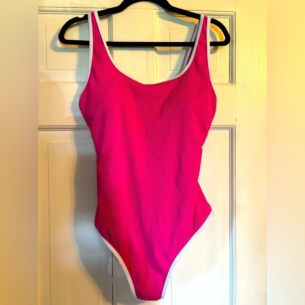 BMJL Women's One Piece Ribbed Knit High Cut Sports Swimsuit - Picture 1 of 8